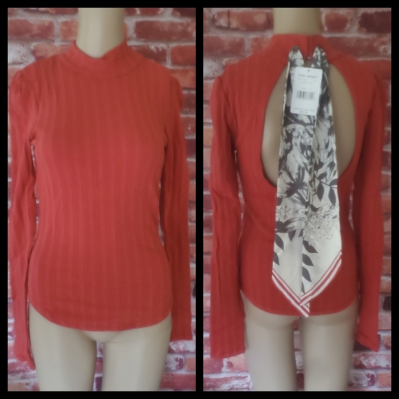 Free People Red Party In The Back Shirt Small NWT - Picture 6 of 7